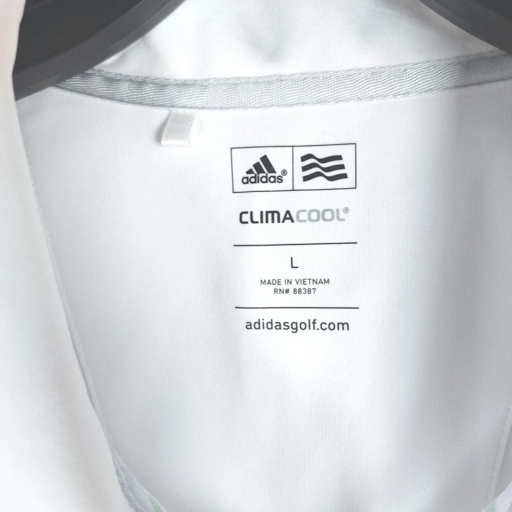 Adidas Clima Cool Golf Polo Shirt Mens L‎ White Green Arthur Hills Hilton Head